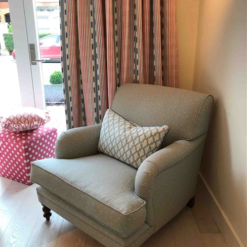 Traditional Armchair with fixed back - Plain Dotty - Duck Egg - £2,863, NOW £2,200