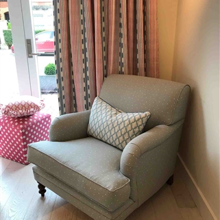 Traditional Armchair with fixed back - Plain Dotty - Duck Egg - £2,863, NOW £2,200