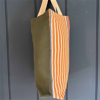 Tote Bag - Malmo, Carrot, Cornflower, Cranberry and Plain Linen Union, Lichen