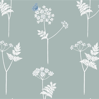 Cow Parsley - Wallpaper - Duck Egg, Cornflower 