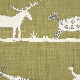 Wild and Free - Kale, Charcoal - By the Metre