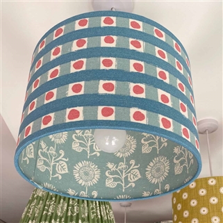 Dotty Check - Cloud, Light Indigo, Soft Raspberry - contrast lining - drum, ceiling