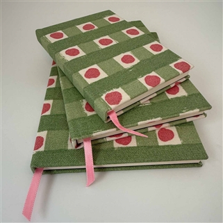 Dotty Check Notebook - Soft Moss, Moss, Soft Raspberry