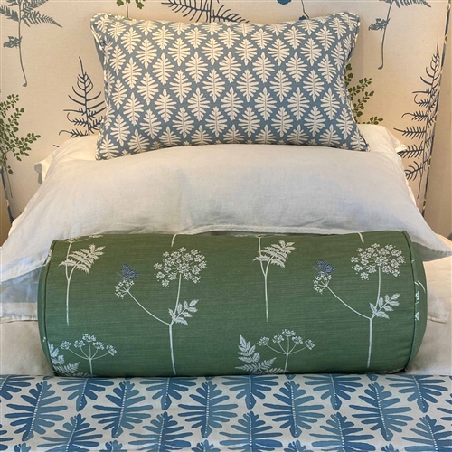 Cow Parsley - Moss, Cornflower - small bolster