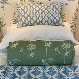 Cow Parsley - Moss, Cornflower - small bolster