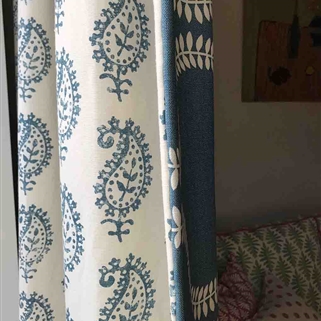 Pair of Curtains in Up the Garden Path - Cornflower, contrast lining - Originally £2,590 NOW £2100