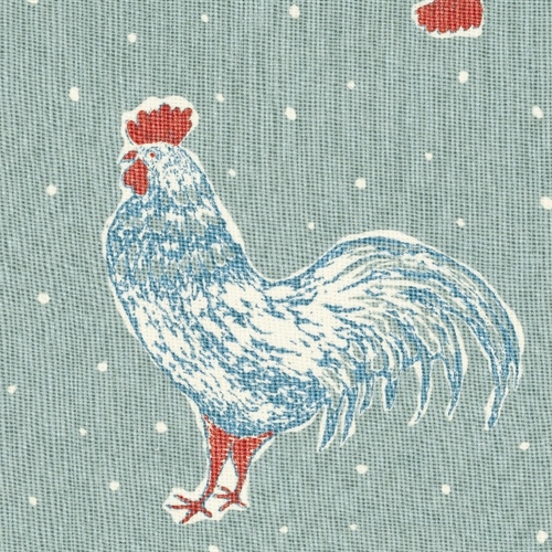 Cockerel and Spot - Duck Egg, Sky Blue, Raspberry - By the Metre