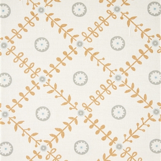 Fruit Garden Detail - Straw, Pigeon, Powder Blue - Discontinued - By the Metre