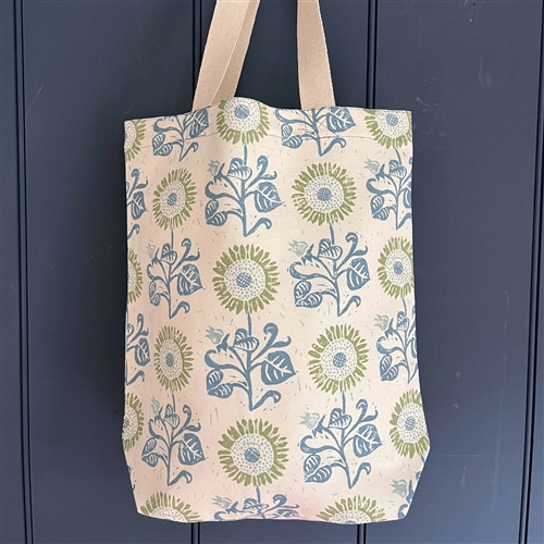 Tote Bag - Sunflower Detail, Light Indigo, Cloud, Moss and Cow Parsley, Cornflower, Duck Egg 