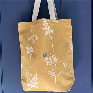 Tote Bag in Cow Parsley, Saffron & Charcoal and Wild & Free, Saffron and Charcoal 