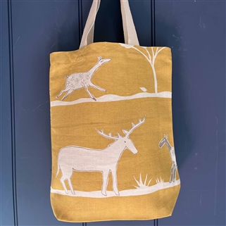 Tote Bag in Cow Parsley, Saffron & Charcoal and Wild & Free, Saffron and Charcoal 