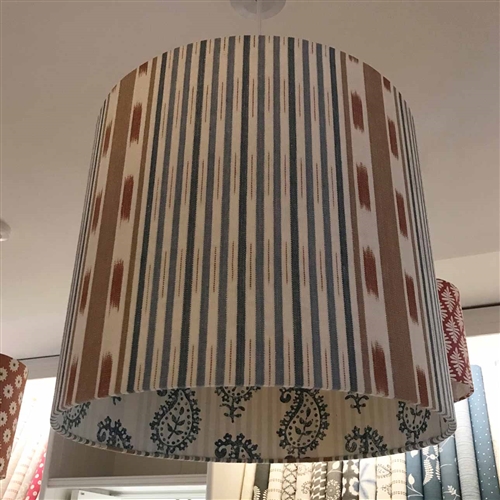 Lapland Stripe - Cornflower, Terracotta, Damask - contrast lining - drum, ceiling