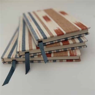 Lapland Stripe Notebook - Cornflower, Terracotta, Damask