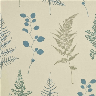 Fine Foliage - Duck Egg, Smoke, Light Indigo, Soft Cornflower - Cut Lengths