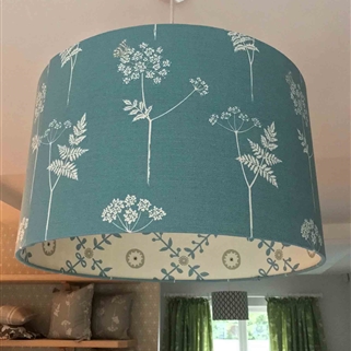 Cow Parsley - Teal, Pigeon - contrast lining - drum, ceiling