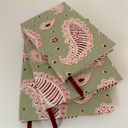 Paisley Ground Notebook - Apple Green, Raspberry