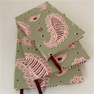 Paisley Ground Notebook - Apple Green, Raspberry