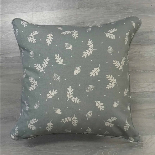 Acorn and Leaf - Duck Egg - self-piped Cushion