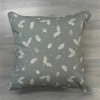 Acorn and Leaf - Duck Egg - self-piped Cushion