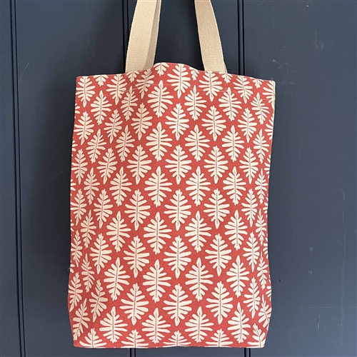 Tote Bag - Little Fern, Tomato and Lattice Leaf, Moss, Damson