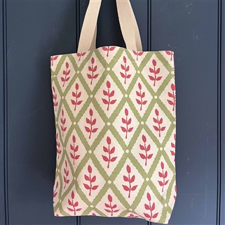 Tote Bag - Little Fern, Tomato and Lattice Leaf, Moss, Damson