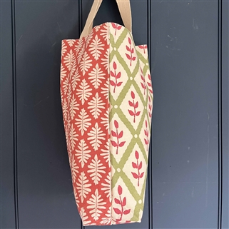 Tote Bag - Little Fern, Tomato and Lattice Leaf, Moss, Damson