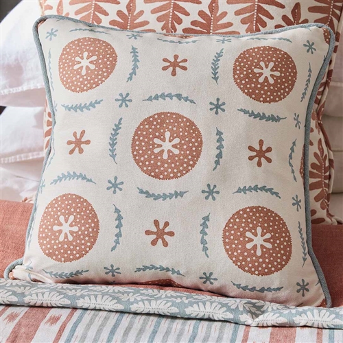 Berries and Leaves - Soft Peach, Smoke - square, contrast piping