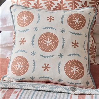 Berries and Leaves - Soft Peach, Smoke - square, contrast piping