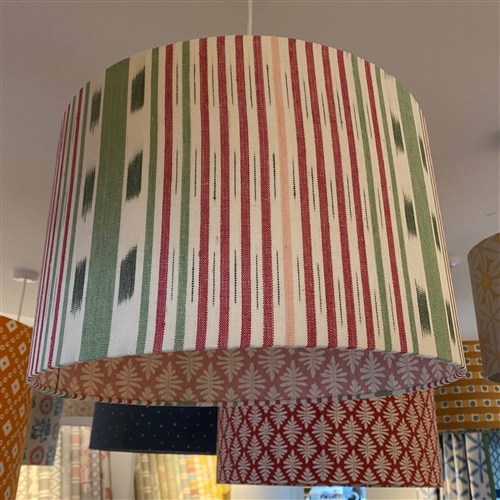 Lapland Stripe- Moss, Lichen, Damson, Lily Pink - contrast lining - drum, ceiling