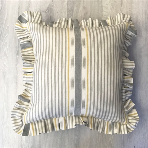 Lapland Stripe - Dove, Saffron, Charcoal - square - Was £137, Now £109