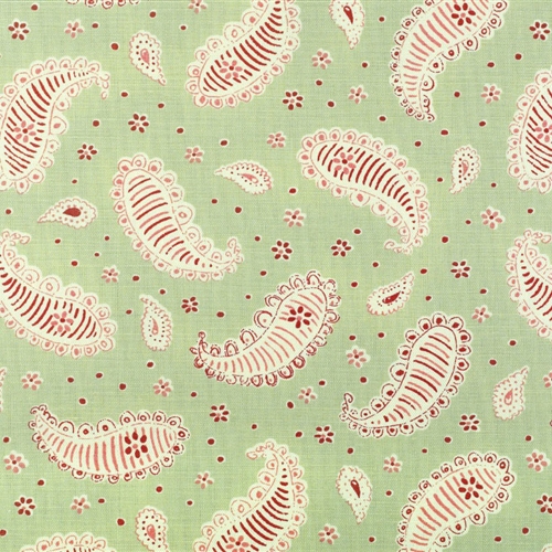 Paisley Ground - Apple Green and Raspberry - By the Metre