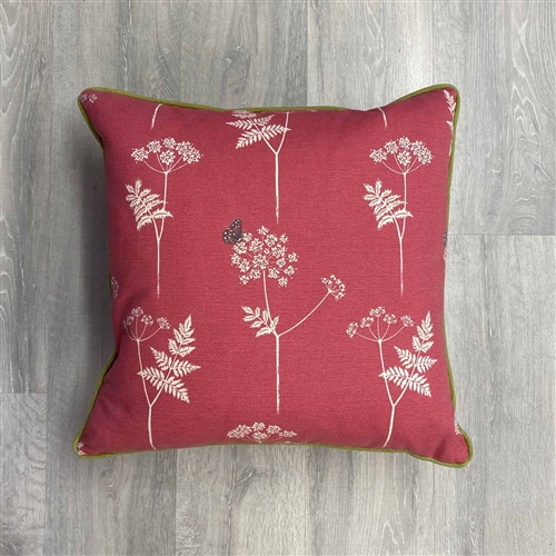 Cow Parsley - Damson. Charcoal - square, contrast piping