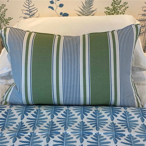 French Ticking - Moss, Cornflower- rectangle