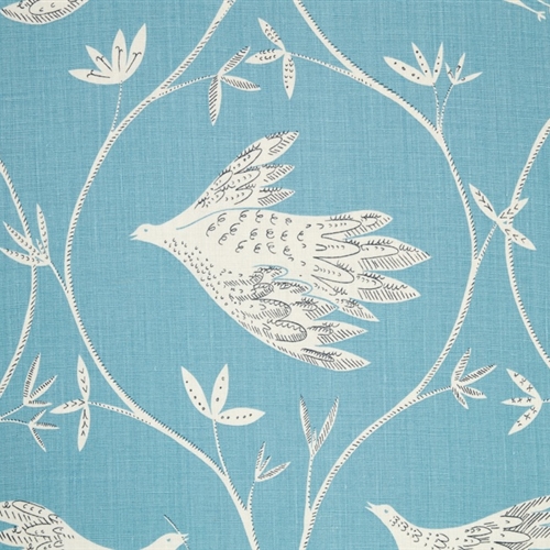 In Full Flight - Powder Blue, Charcoal - Cut Lengths